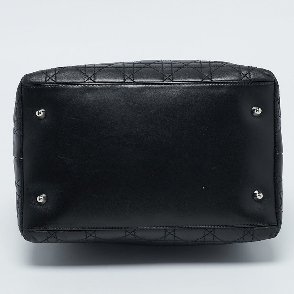 Dior Black Cannage Quilted Leather Soft Lady Dior Tote