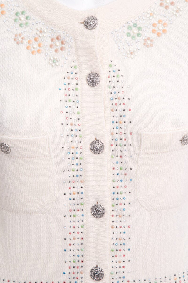 Chanel Cream Button Up Sweater SZ 34