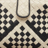 Bottega Veneta Off White/black Intrecciato Leather Lauren 1980 Clutch