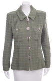 Chanel Green Tweed Zip Up Jacket SZ 42 NWT
