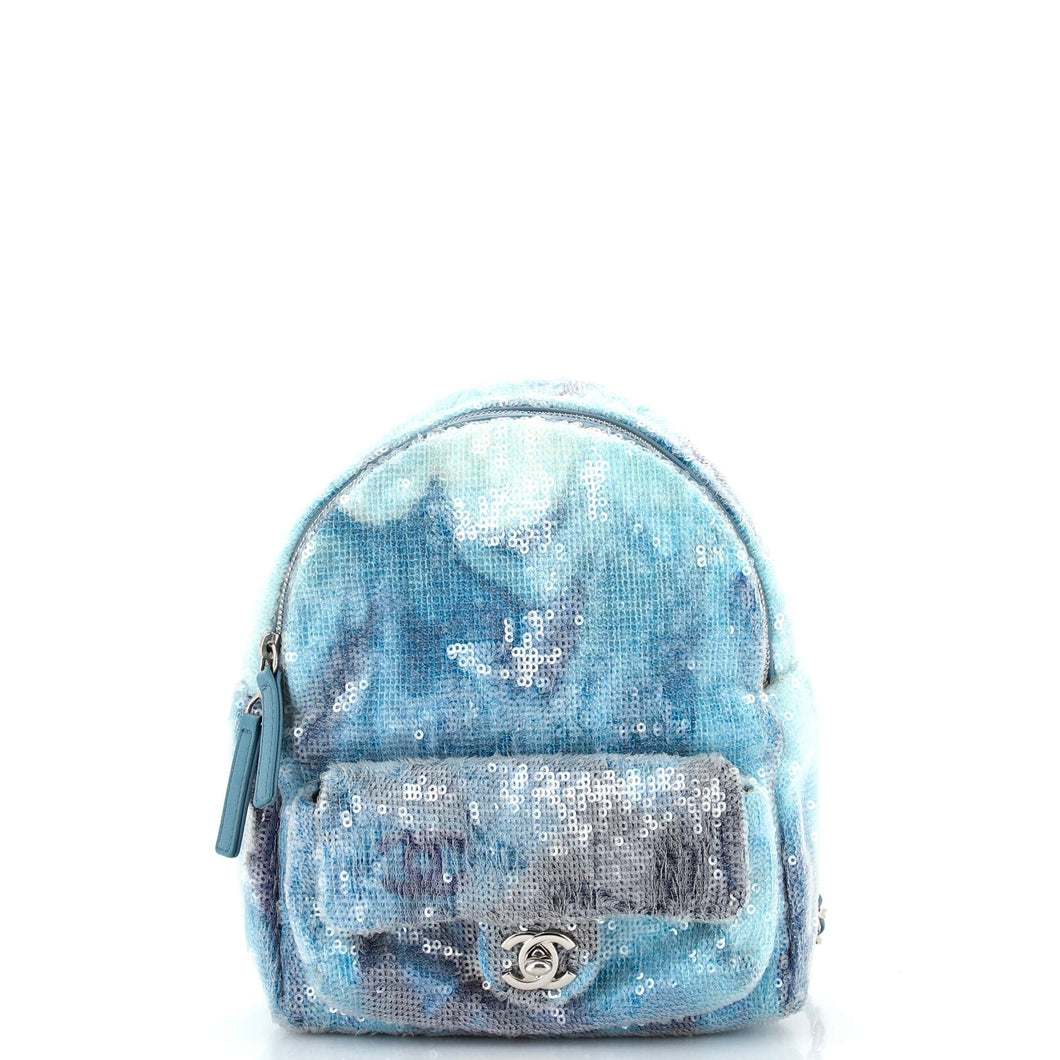 CHANEL Waterfall Backpack Sequins with Leather Mini