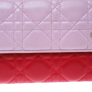 Dior Two Tone Pink Cannage Leather Lady Dior Rendez-Vous Wallet..