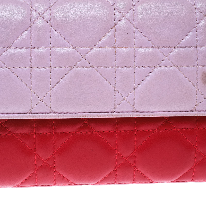 Dior Two Tone Pink Cannage Leather Lady Dior Rendez-Vous Wallet..