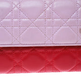 Dior Two Tone Pink Cannage Leather Lady Dior Rendez-Vous Wallet..