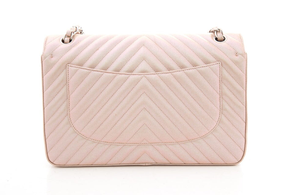 Chanel 2017 Jumbo Pink Iridescent Caviar Togo Leather Handbag