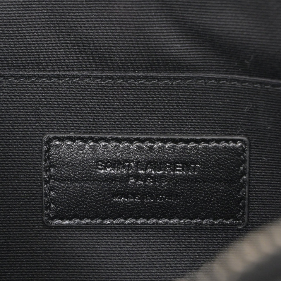 Saint Laurent Letters Large Zip Clutch in Black Leather