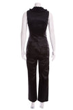 Chanel Black Satin Sleeveless Ruffle Jumpsuit SZ 38