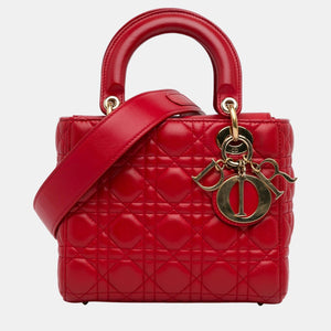 Red Small Lambskin Cannage Lucky Badges My Lady Dior