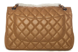 Chanel Gold Pearly JUmbo Caviar Double Flap  Handbag