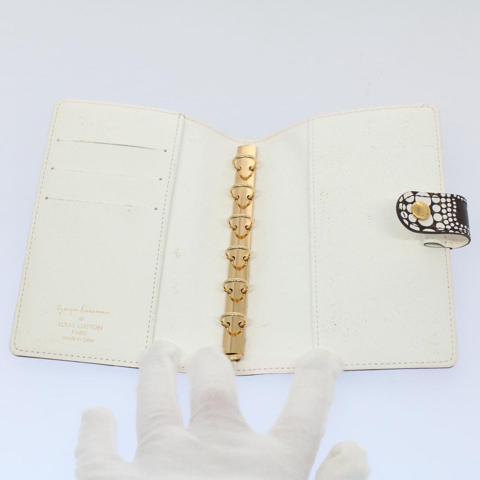 LOUIS VUITTON Yayoi Kusama Agenda PM Day Planner Cover White R21131 Auth 56462A