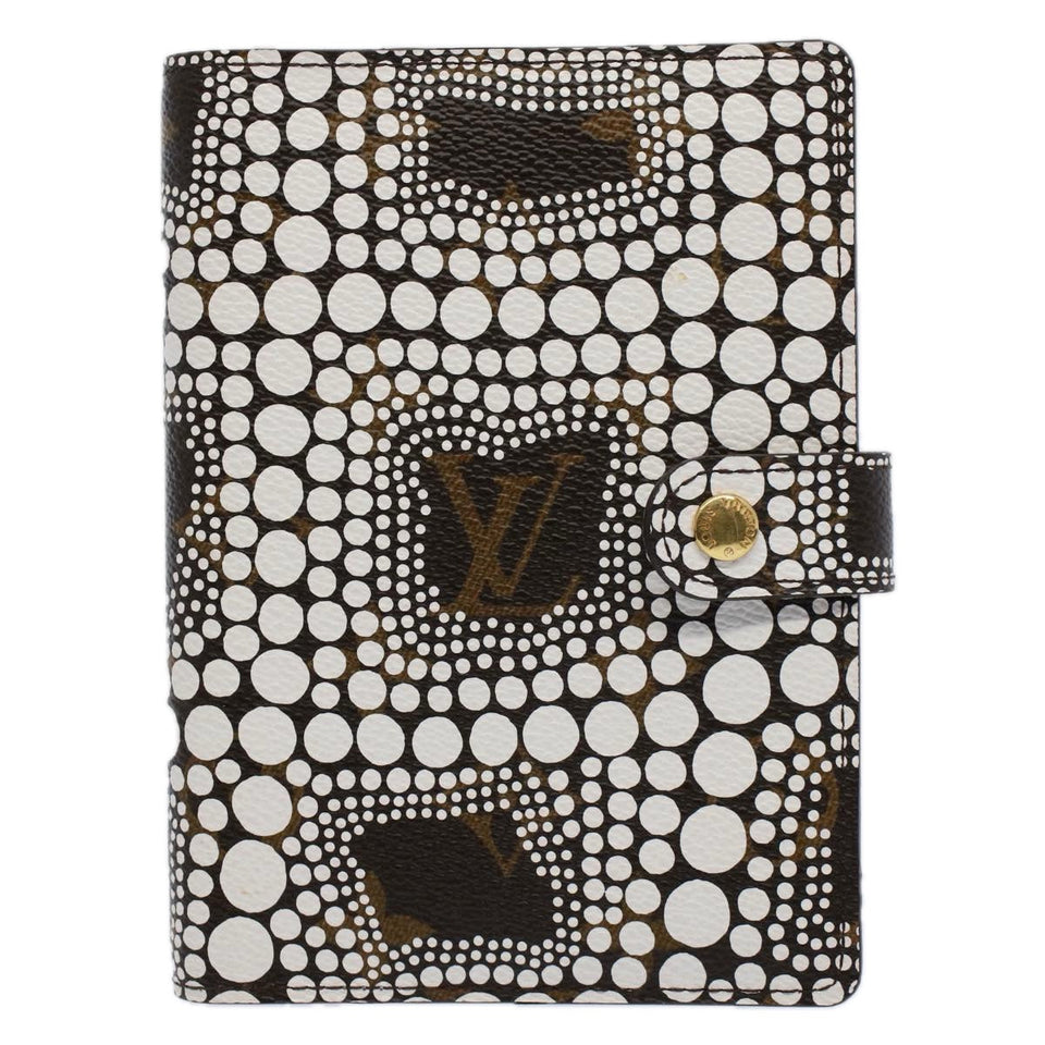 LOUIS VUITTON Yayoi Kusama Agenda PM Day Planner Cover White R21131 Auth 56462A