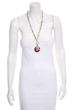 Chanel No.5  Gold & Red Enamel Pendant Necklace