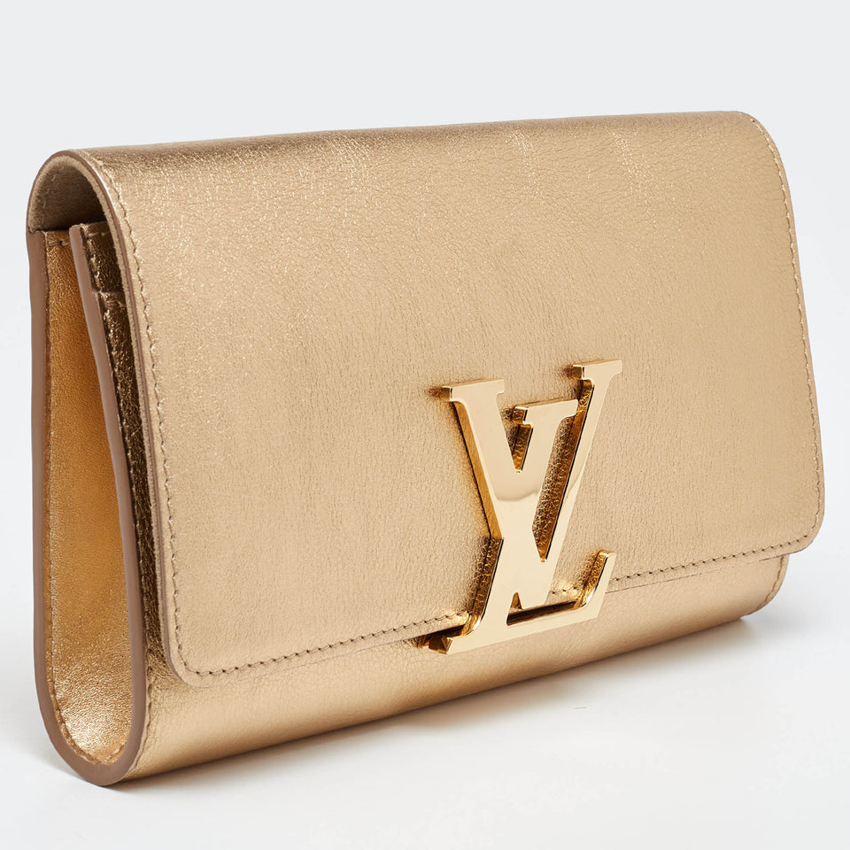 Louis Vuitton  Gold Leather Louise Clutch