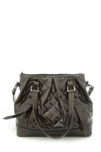 Burberry Green Patent Leather Lowry Studded Tote