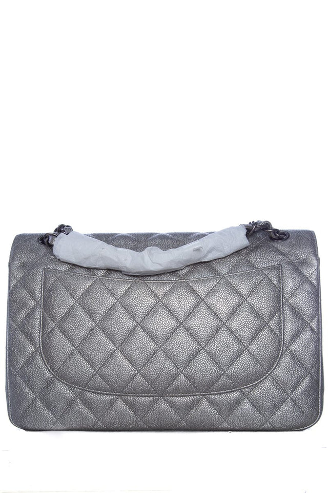 Chanel Silver Caviar Jumbo RHW  Handbag