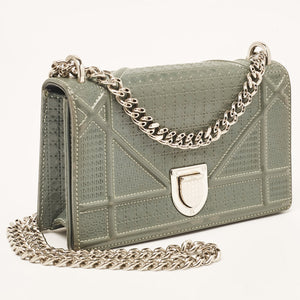 Dior Grey Micro Cannage Patent Leather Mini Diorama Shoulder Bag