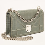Dior Grey Micro Cannage Patent Leather Mini Diorama Shoulder Bag