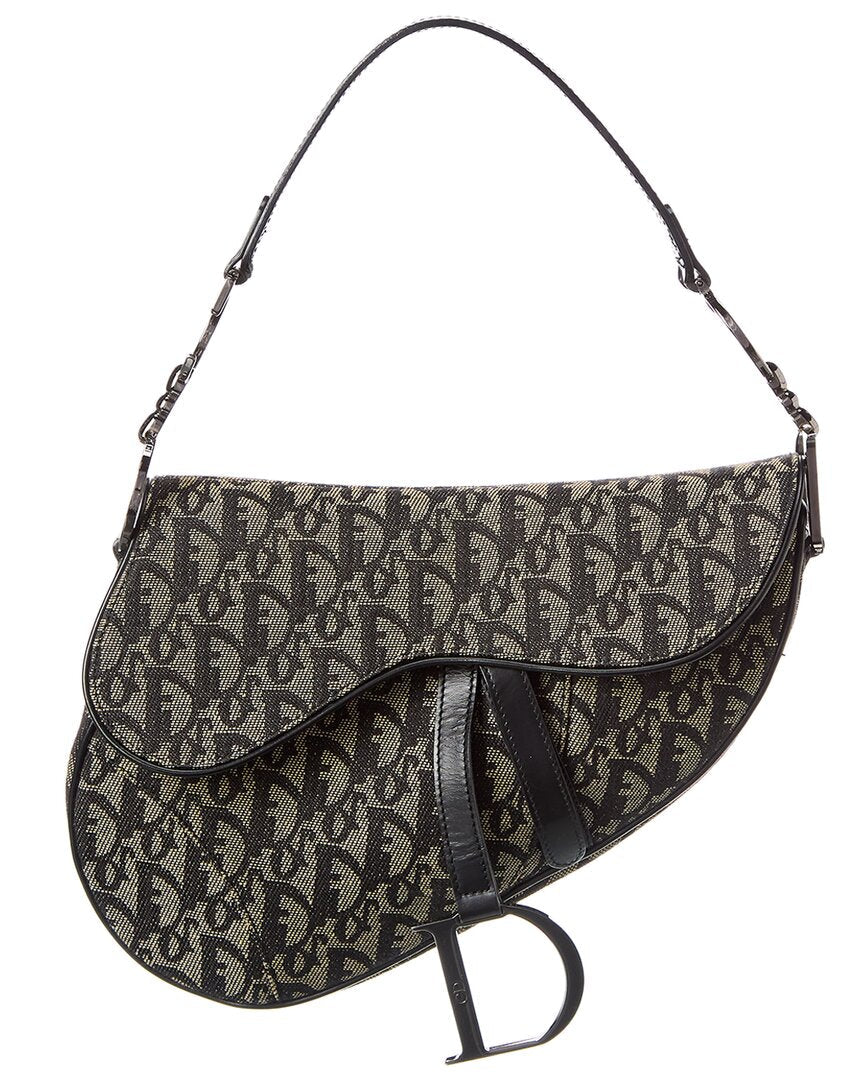Dior Beige Canvas Oblique Saddle Bag