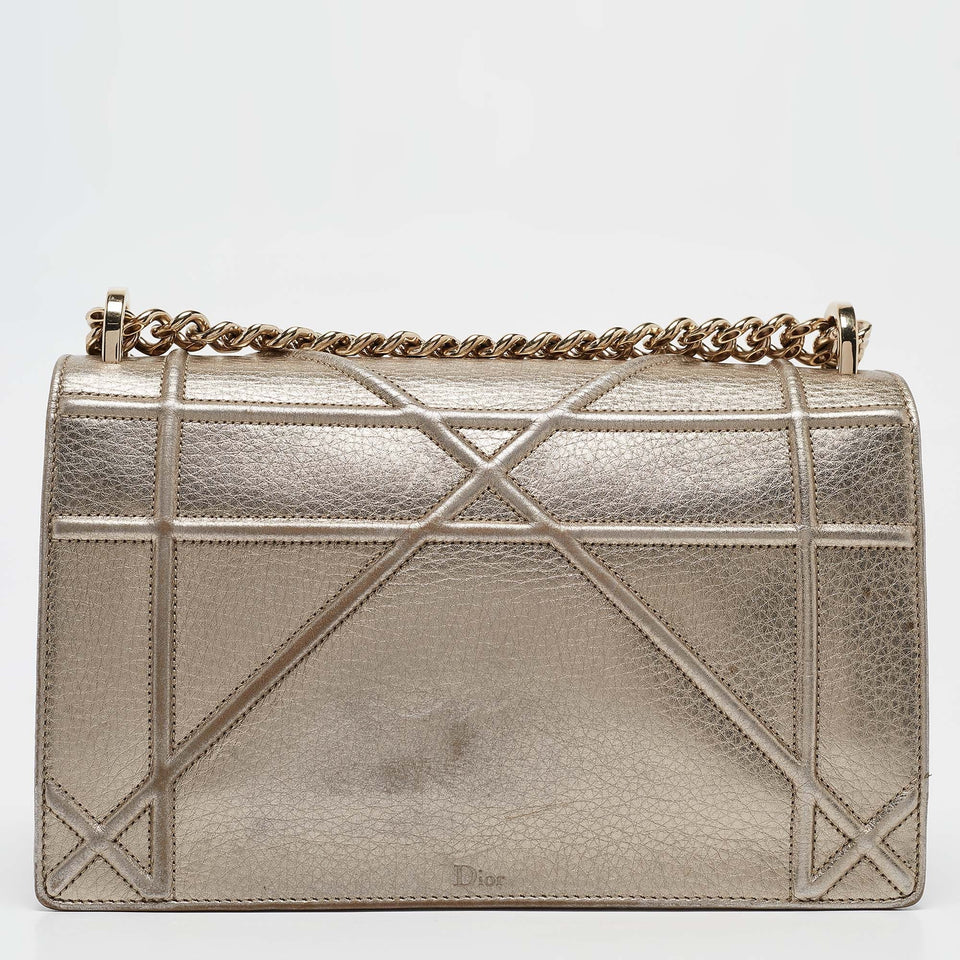 Dior Gold Leather Medium Diorama Flap Shoulder Bag