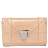 Beige Leather Diorama Trifold Wallet