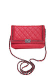 CHANEL LE BOY CHAIN AROUND RED WOC WALLET ON CHAIN