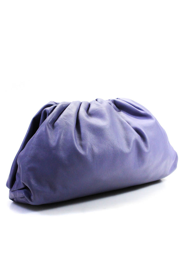 Bottega Veneta Womens The Pouch Hinged Clutch Handbag Purple Leather