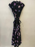 Prada Black and Purple Floral Printed Midi Shirt Dress with Belt Size IT 42 (UK 10)