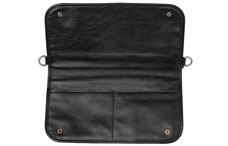 GUCCI Metallic Interlock Double G Soft Leather fanny pack Shoulder Messenger Bag Unisex / Black Classic 575837-1GZAX-1000