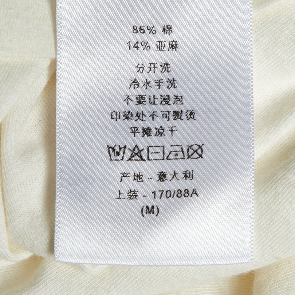 Dior Ivory Slogan Print Cotton & Linen Crew Neck T-Shirt