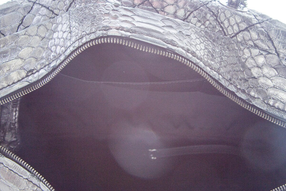 Chanel Gunmetal Python Bowler RHW Handbag