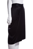 Chanel Black Silk Drapped Wrap Skirt SZ 46
