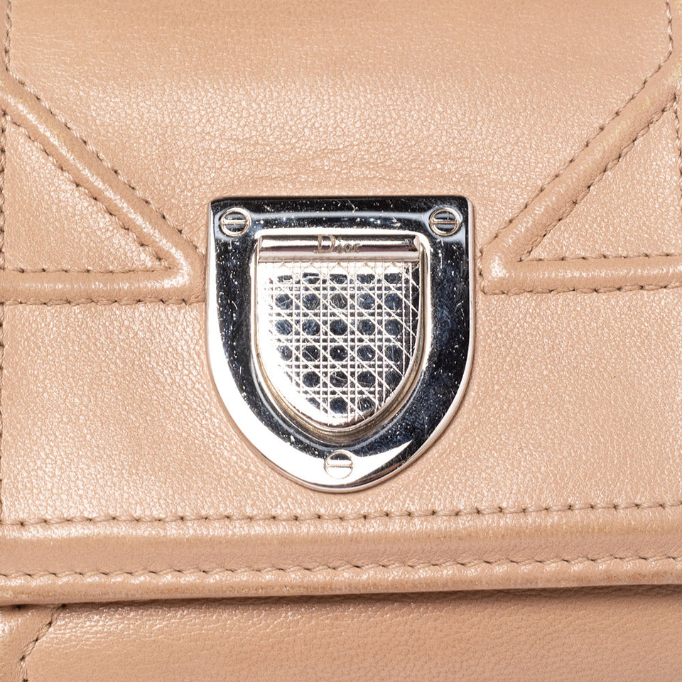 Dior Beige Leather Diorama Trifold Wallet..