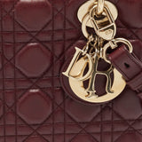 Dior Burgundy Cannage Leather Small Lady Dior My Abcdior Tote