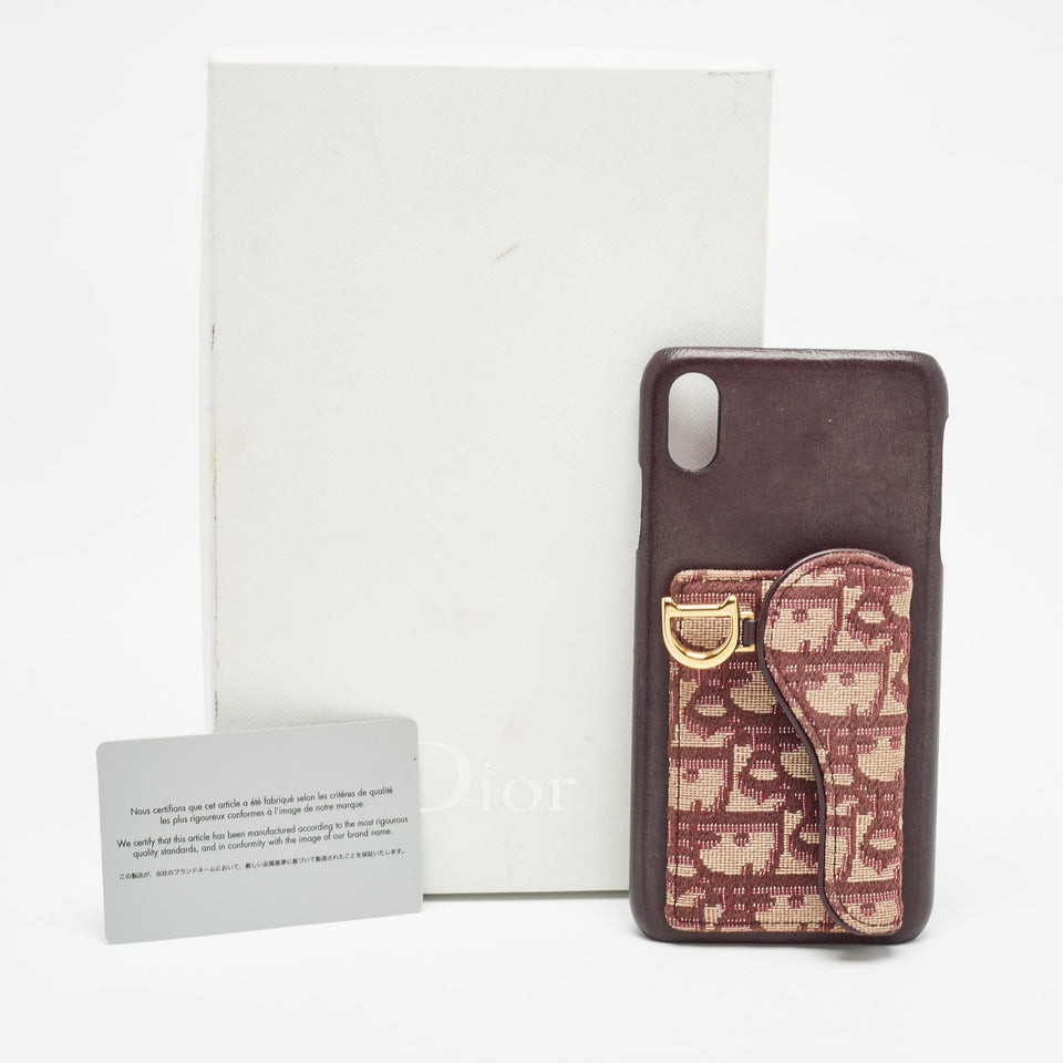 Dior Burgundy Oblique Canvas And Leather Iphone Xs Max Case