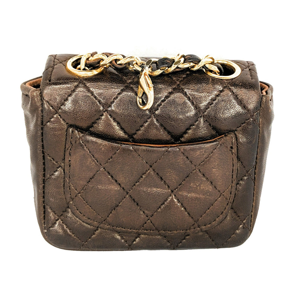 Chanel Vintage Brown Quilted Micro Belt Bag