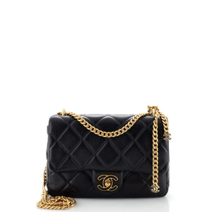 CHANEL Pending CC Square Flap Bag Quilted Lambskin Small