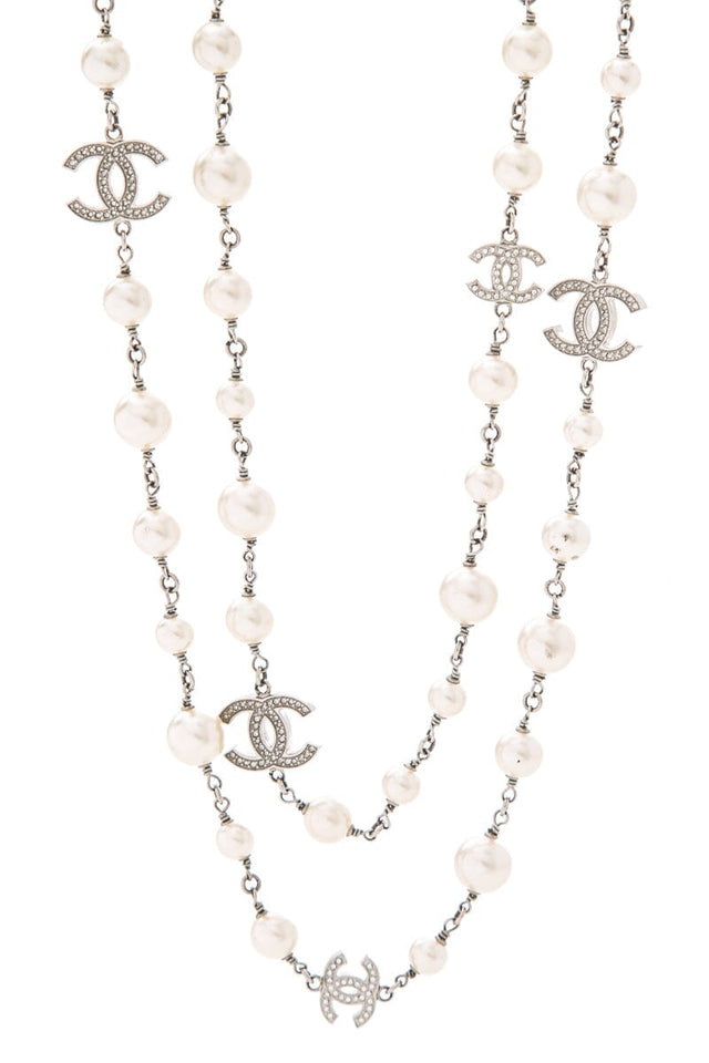 Chanel Pearl & CC Silver Necklace