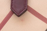 Burberry Burgundy Patent Leather Trim Plaid Handbag