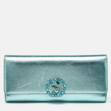 Metallic Leather Crystal Interlocking G Broadway Clutch