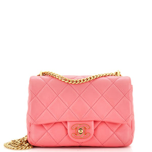 CHANEL Pending CC Square Flap Bag Quilted Lambskin Small