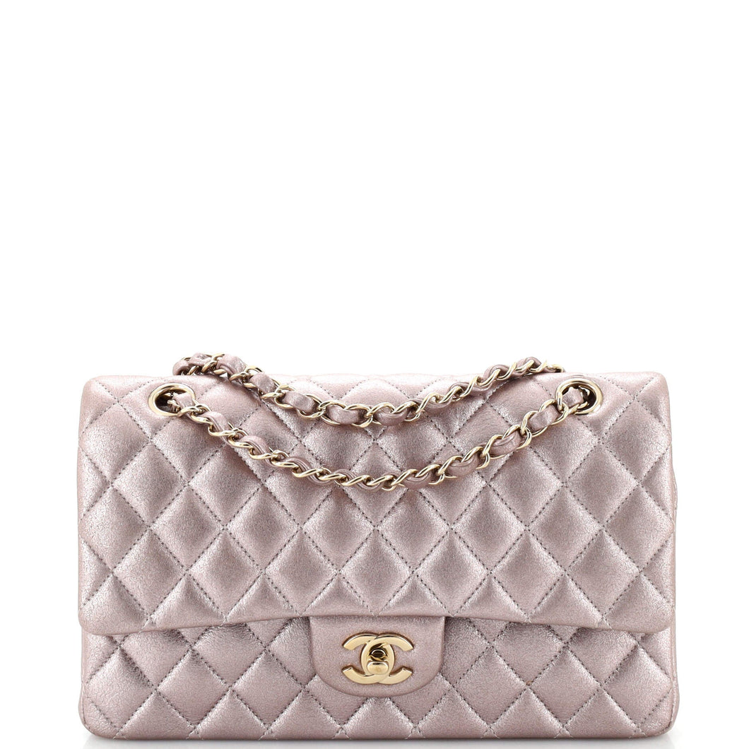 CHANEL Classic Double Flap Bag Quilted Metallic Calfskin Medium