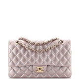 CHANEL Classic Double Flap Bag Quilted Metallic Calfskin Medium