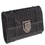 Dior Metallic Grey Micro Cannage Patent Leather Diorama Trifold Wallet..