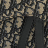 Dior Blue/black Oblique Canvas And Leather Saddle Belt Bag