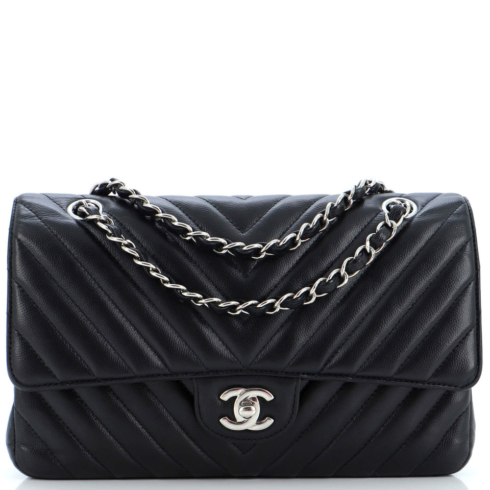 CHANEL Classic Double Flap Bag Chevron Lambskin Medium
