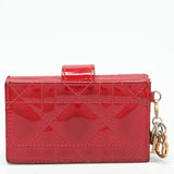 Dior Red Cannage Patent Leather Lady Dior Gusset Card Case