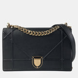 Black Leather Medium Diorama Shoulder Bag