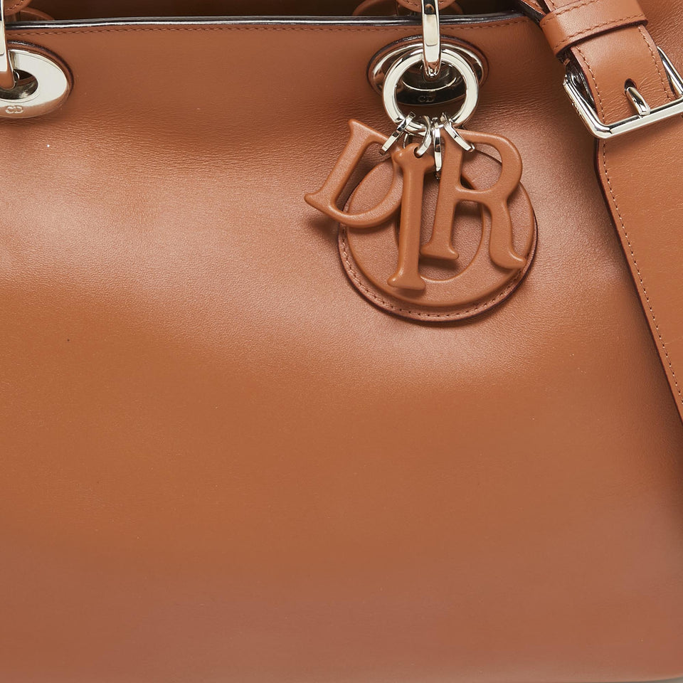 Dior Brown Leather Diorissimo Zip Shopper Tote..