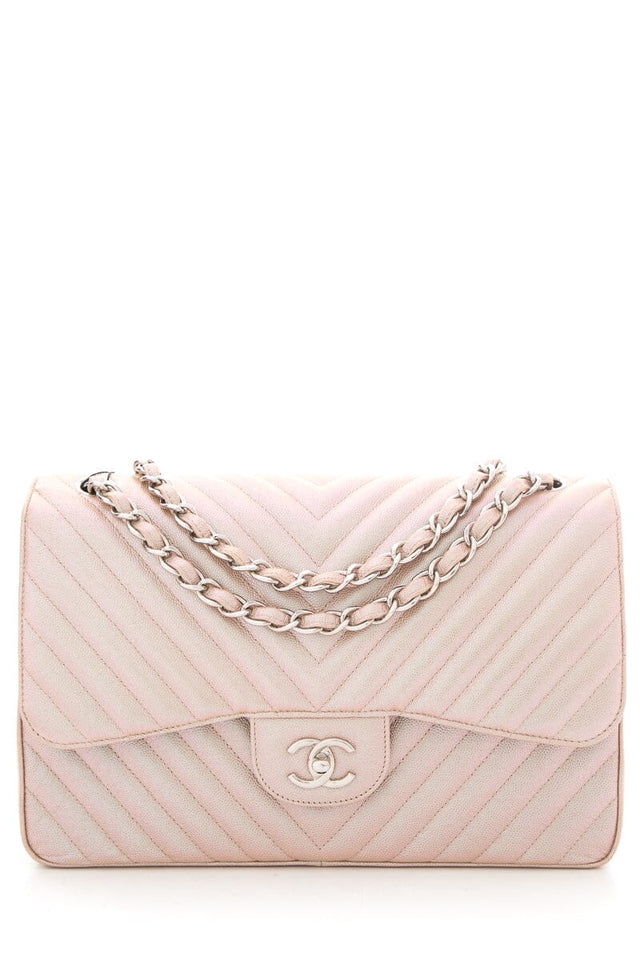 Chanel 2017 Jumbo Pink Iridescent Caviar Togo Leather Handbag