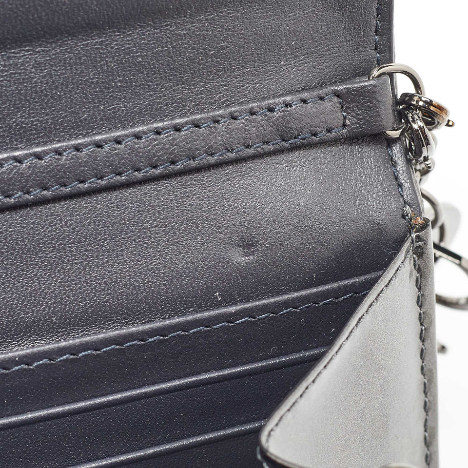 Dior Metallic Patent Leather Micro Cannage Croisiere Wallet On Chain